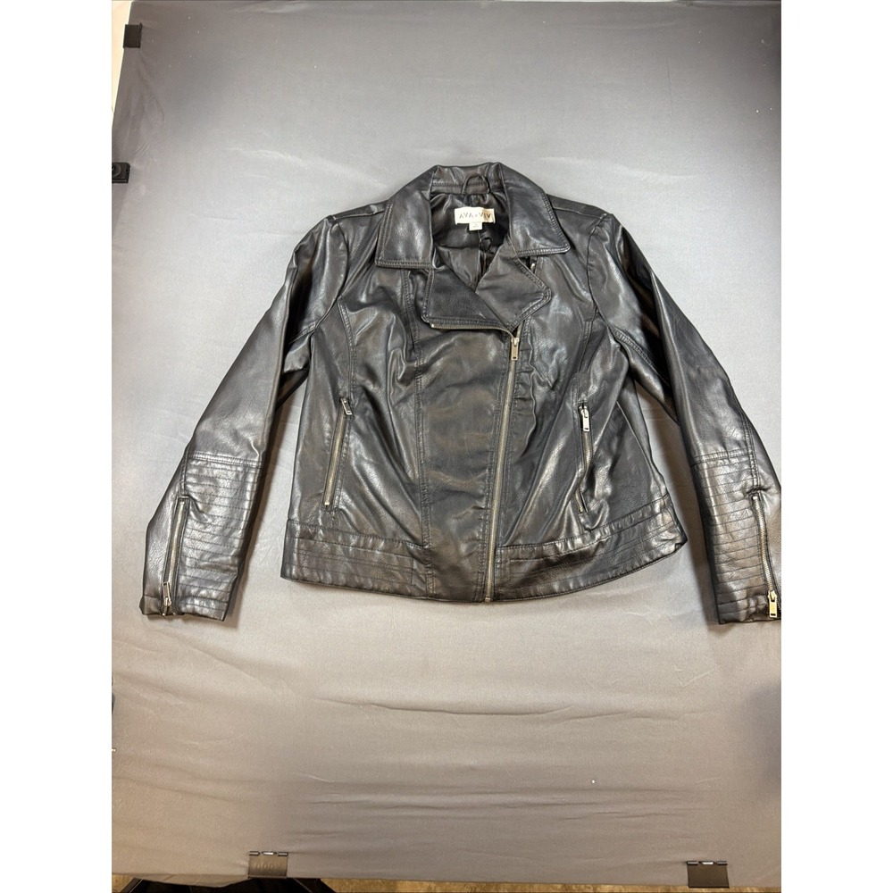 Ava & Viv black faux leather motorcycle jacket 1X